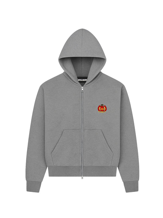 ORGANIC COTTON ZIP-UP HOODIE IN GREY