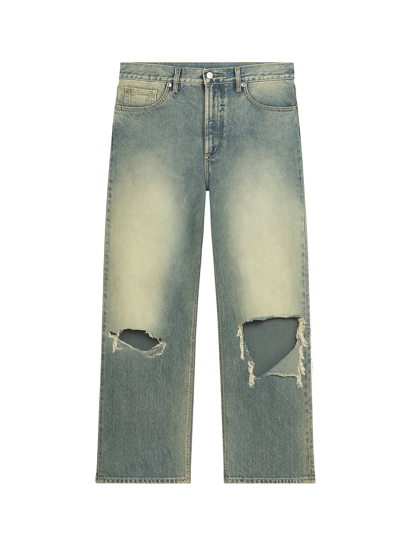 BLUE BURNT WASHED DENIM JEANS